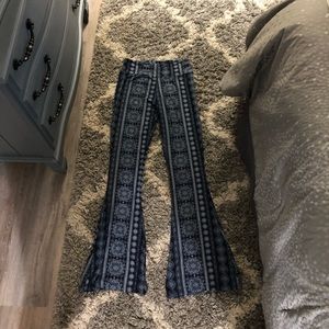 Stretchy Patterned Wide Leg Pants